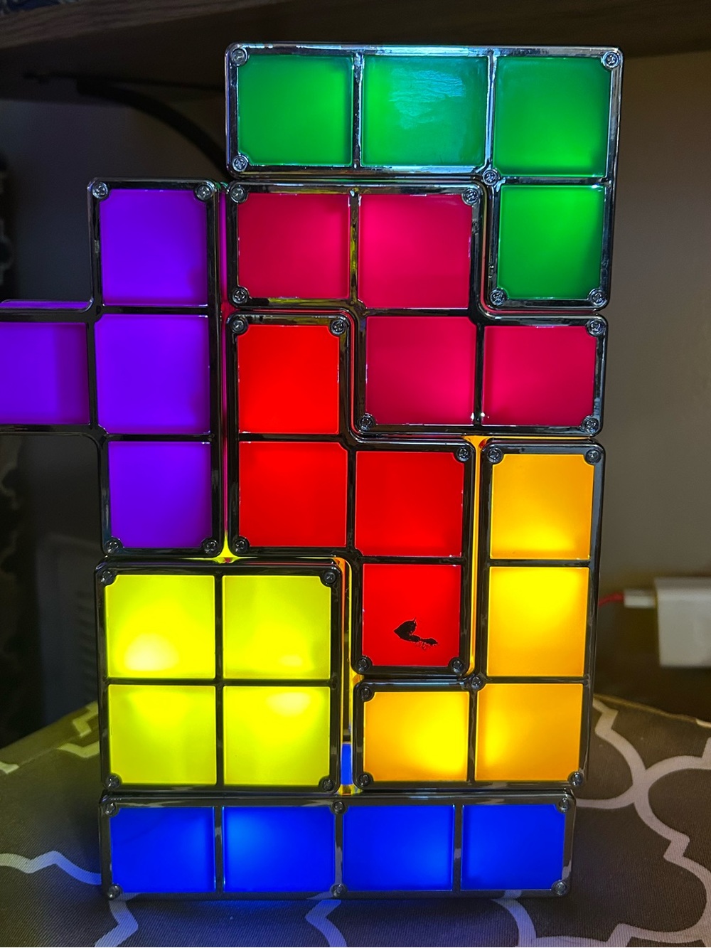 Multicolor LED Tetris-Style Decorative Lantern - Vibrant Home Accent